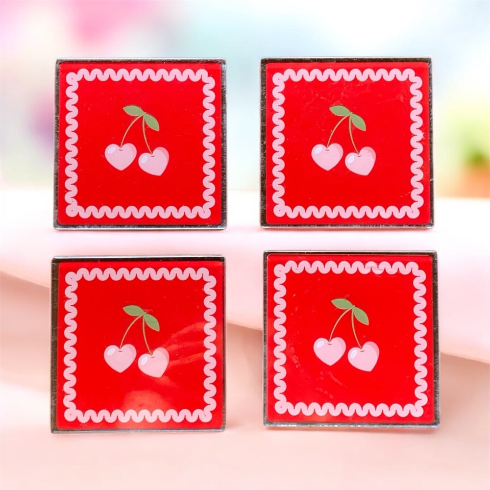 NEW 2 Packs Target VIRAL Coaster Sets Cherry Hearts Brand New 8 Coasters Total 🍒
